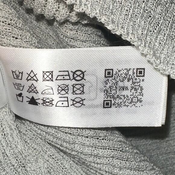 Zara Grey Scoop Neck Delicate Sheer Viscose Linen Mesh Knit Tank Top Size XS - Picture 6 of 15